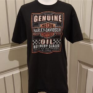HARLEY-DAVIDSON Black/Orange Tee Oil Refinery Sealed Mesa, Arizona Medium Tall